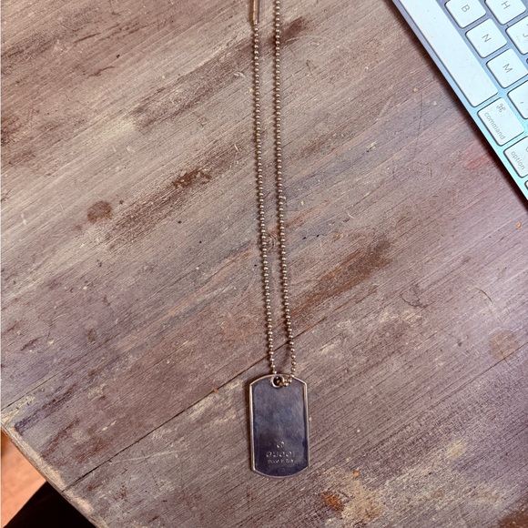 Gucci Silver Dog Tag Necklace
